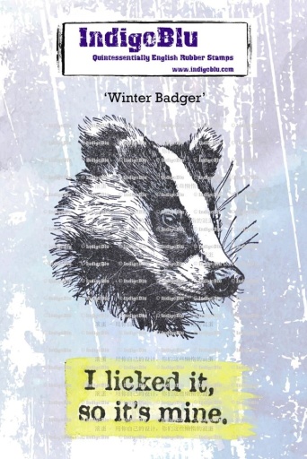 Winter Badger A6 Red Rubber Stamp